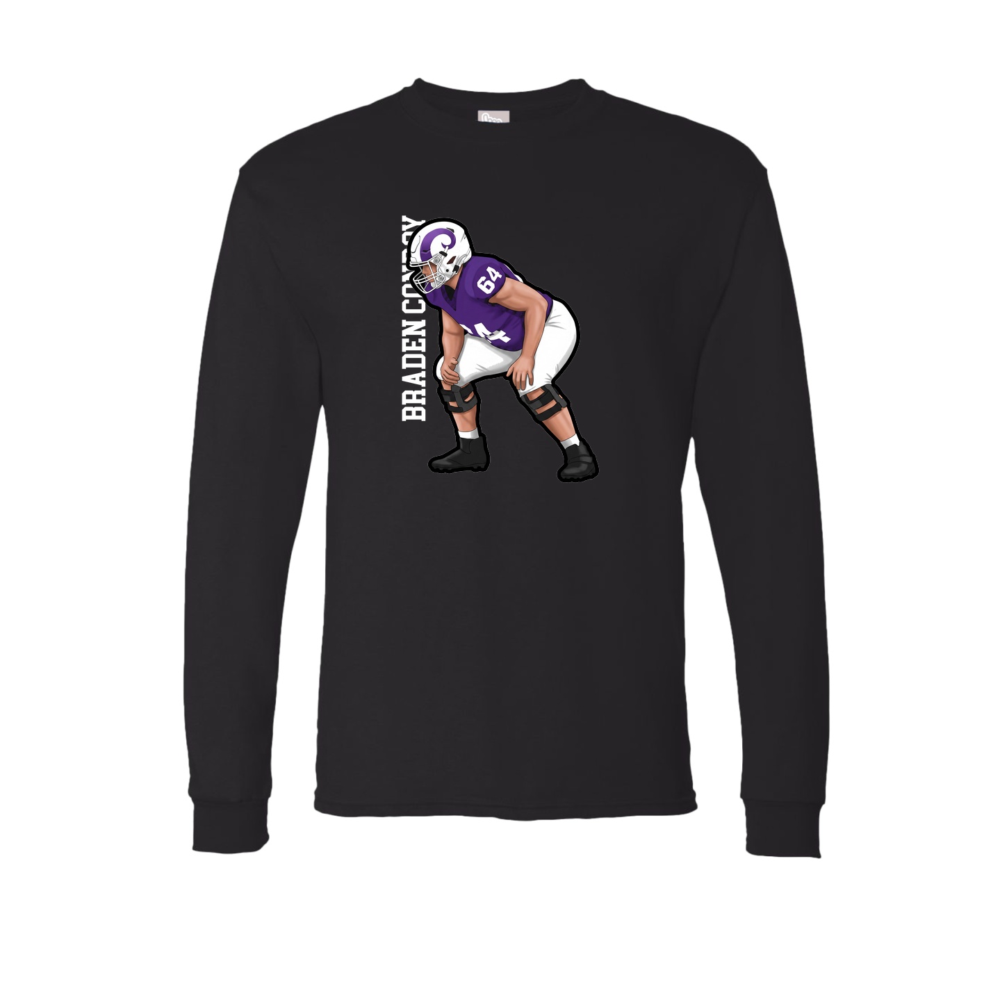 Long Sleeve Tee — Name Vertical in Black