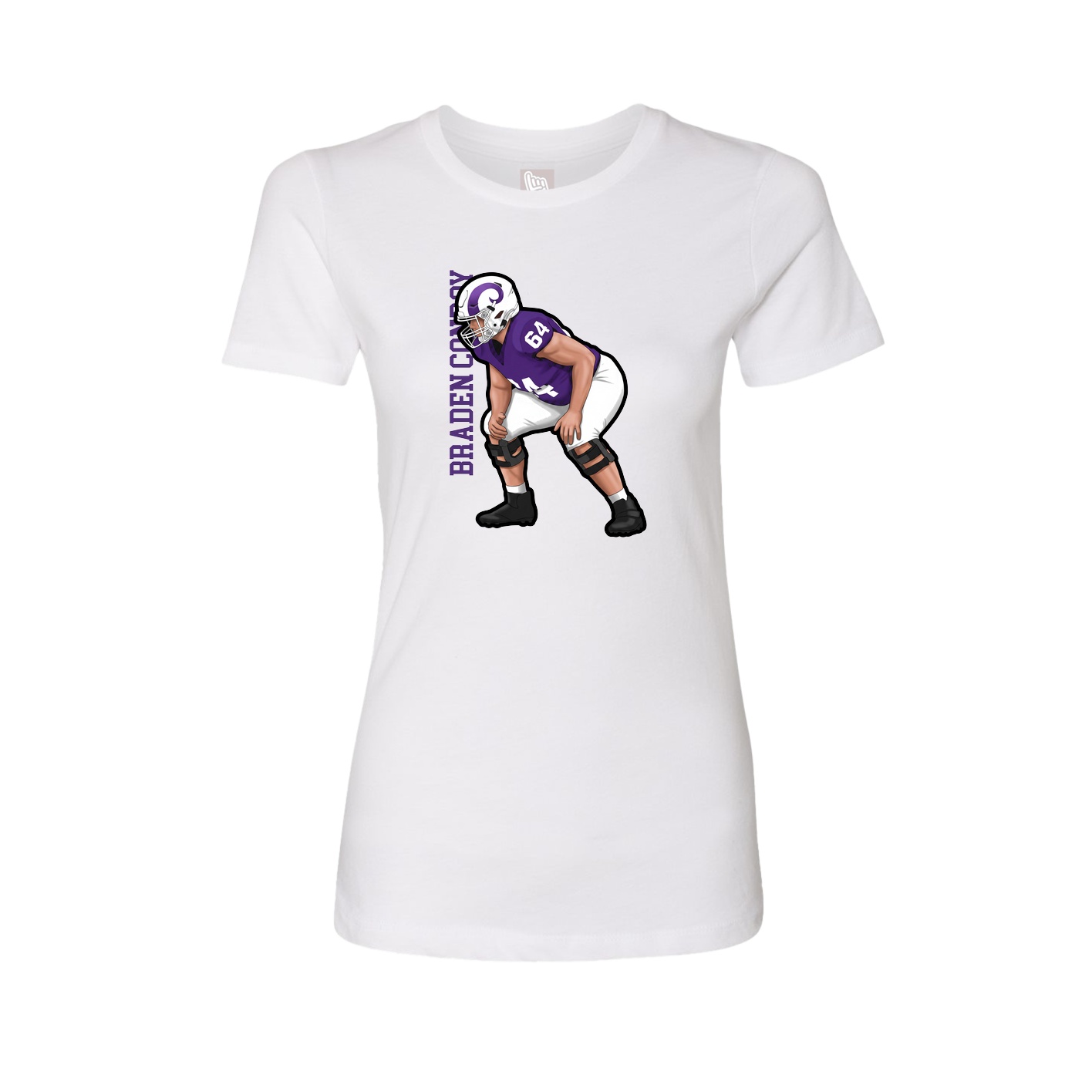 Fitted Women's Tee — Name Vertical in White