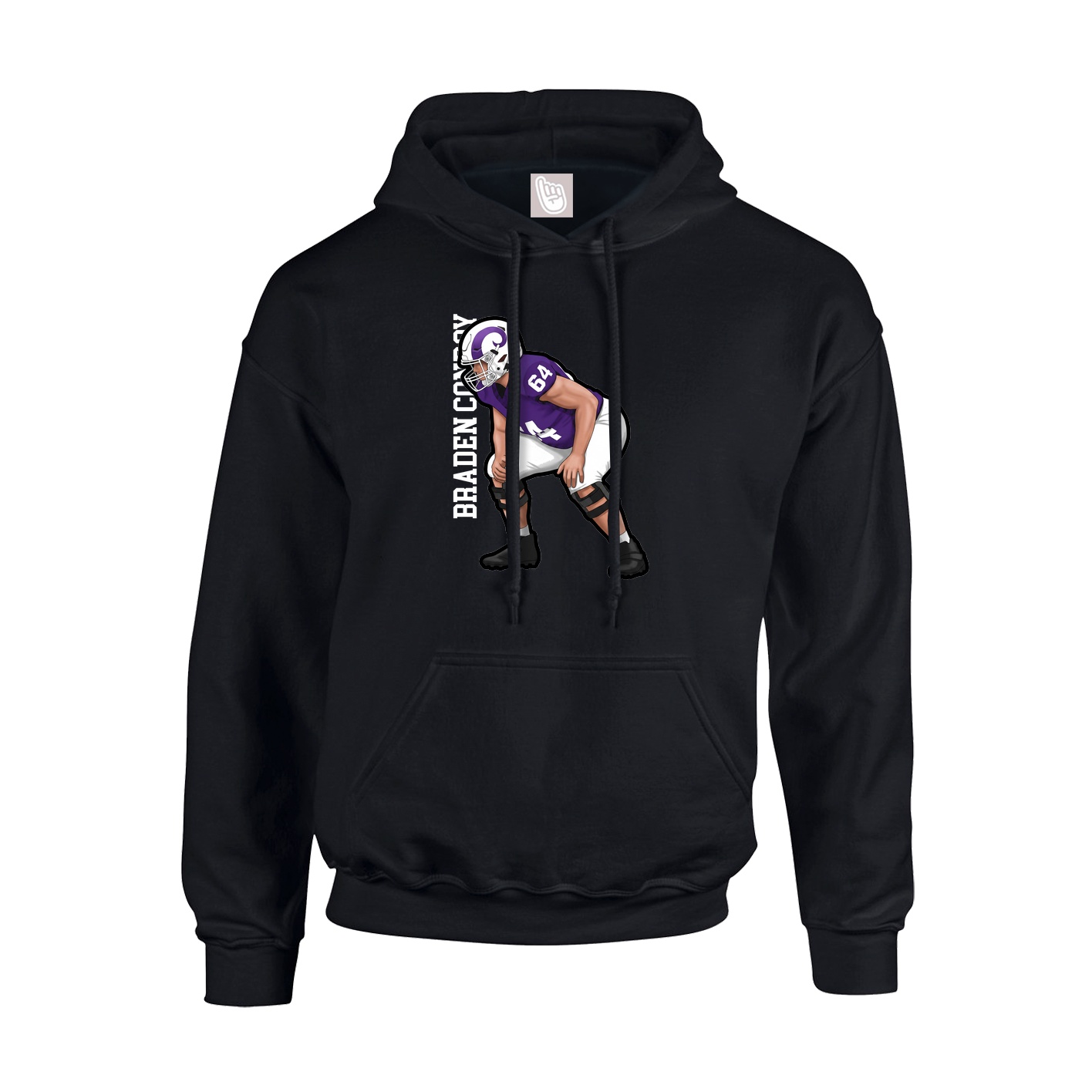 Youth Hoodie — Name Vertical in Black