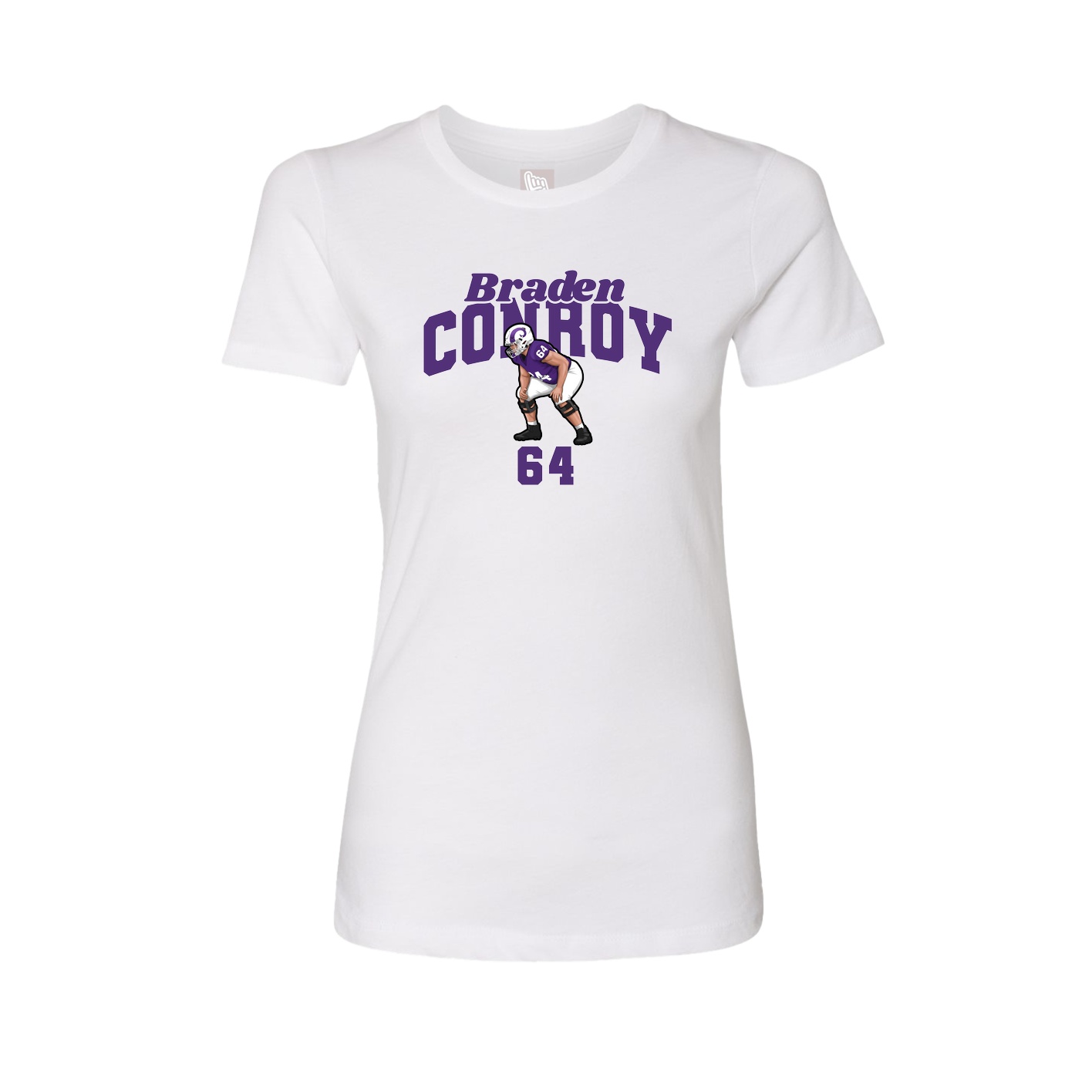 Fitted Women's Tee — Signature Arch in White