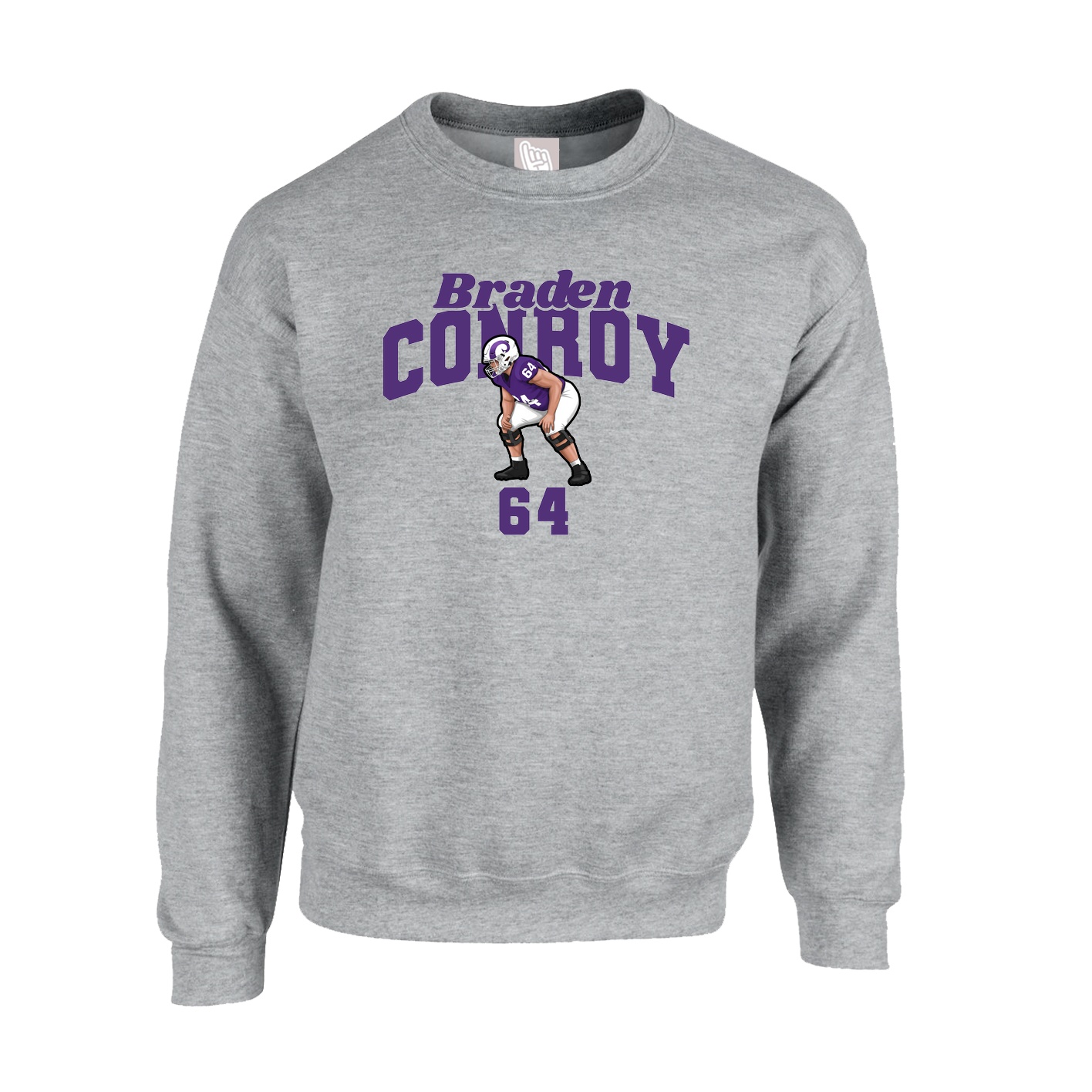 Fleece Crew — Signature Arch in Grey