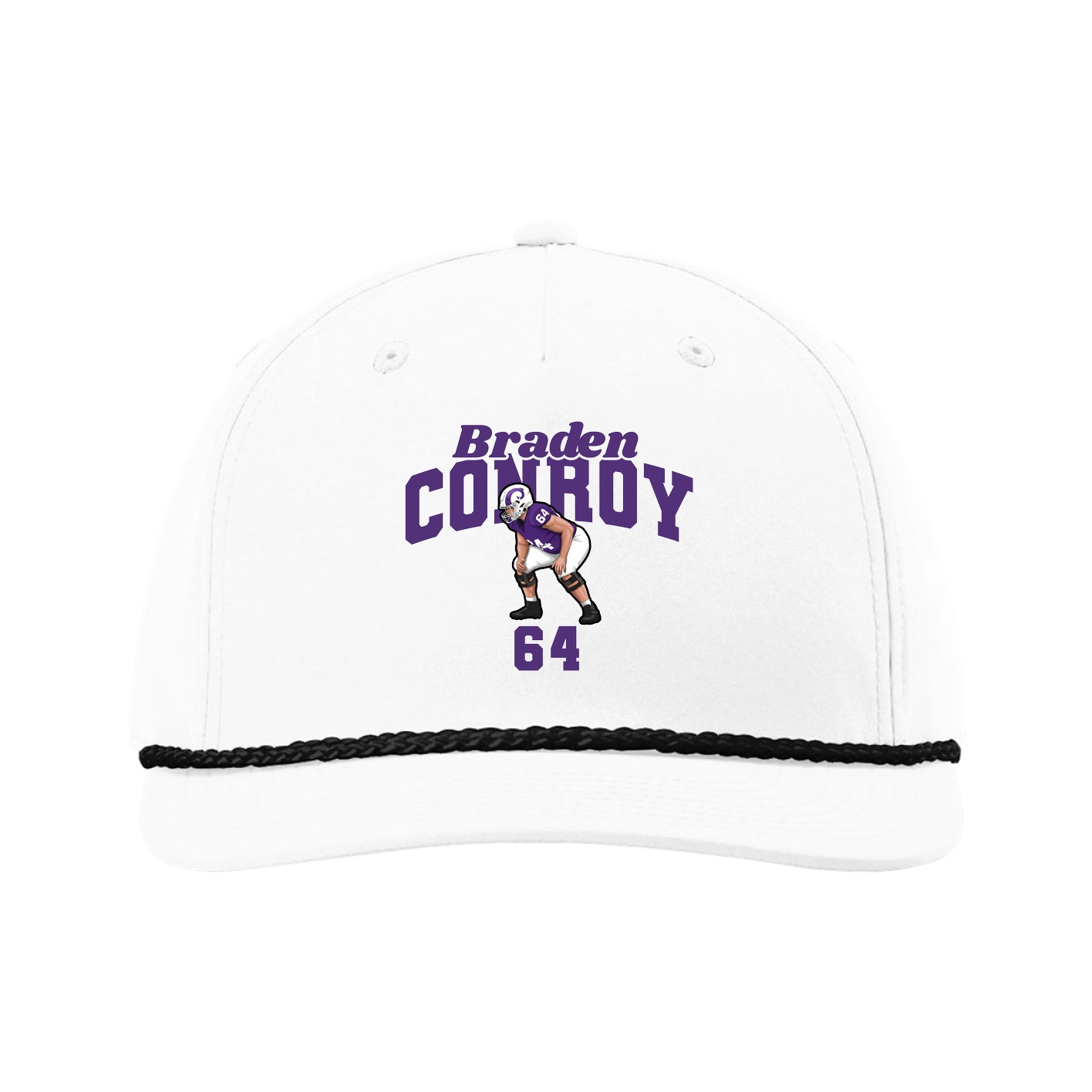 Five-Panel Classic Rope Cap — Signature Arch in White