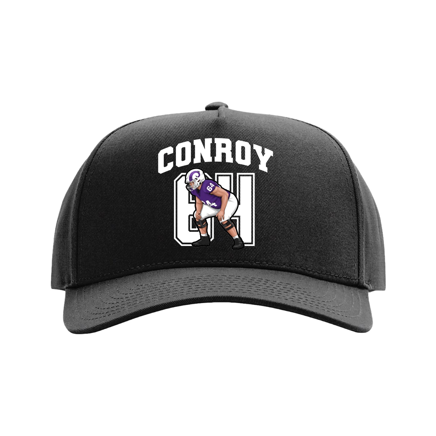 Full Fabric Five-Panel Champ Cap — Number in Black