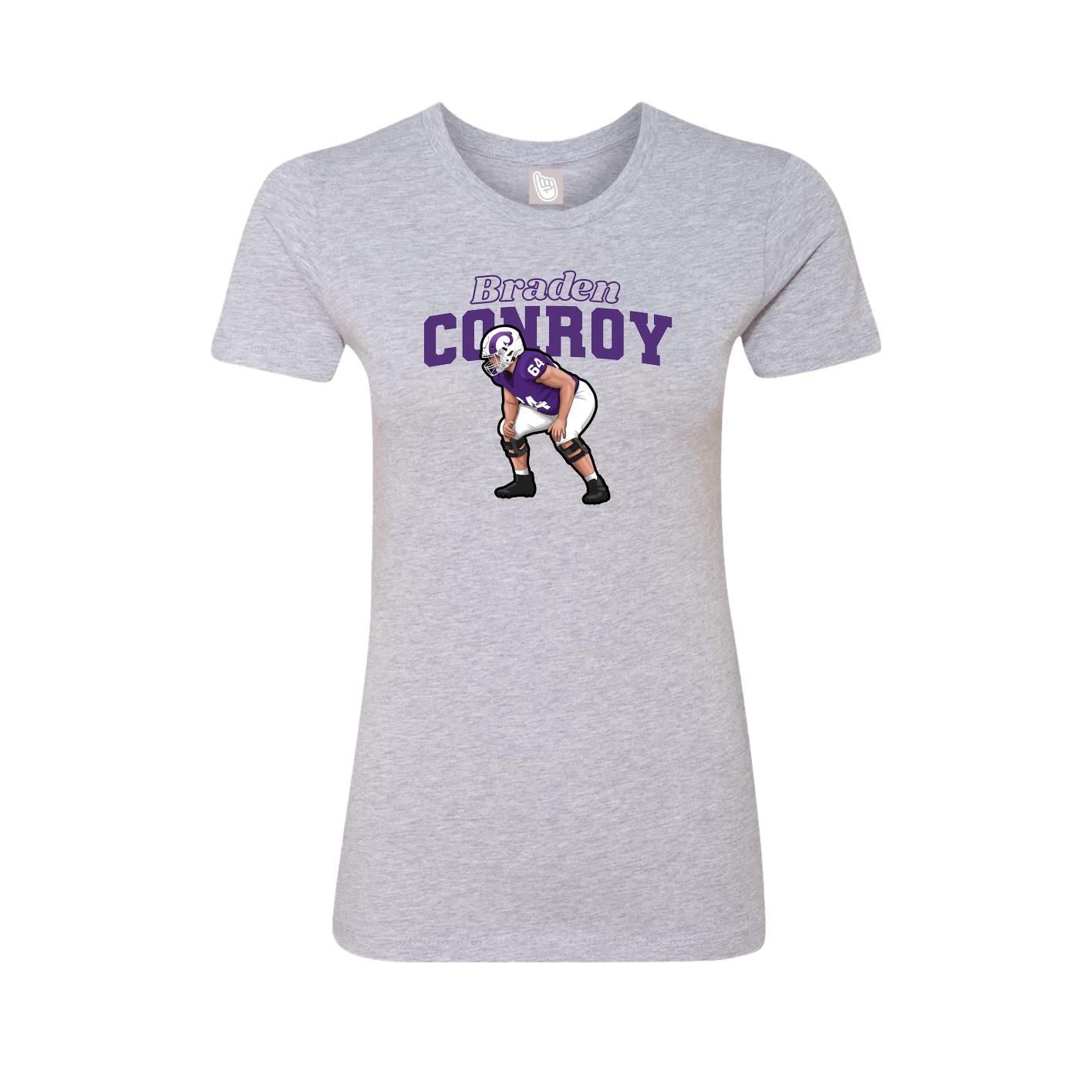 Fitted Women's Tee — Name Arch in Grey