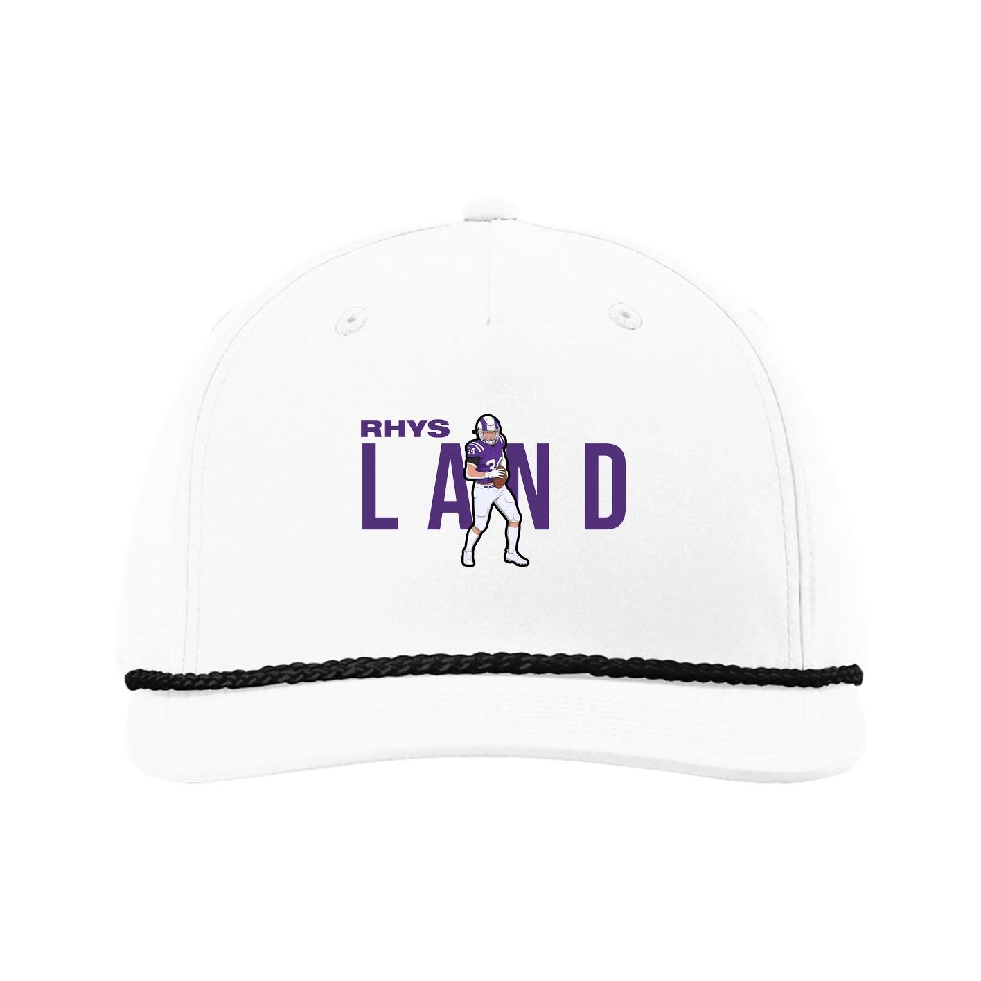 Five-Panel Classic Rope Cap — Player Name in White