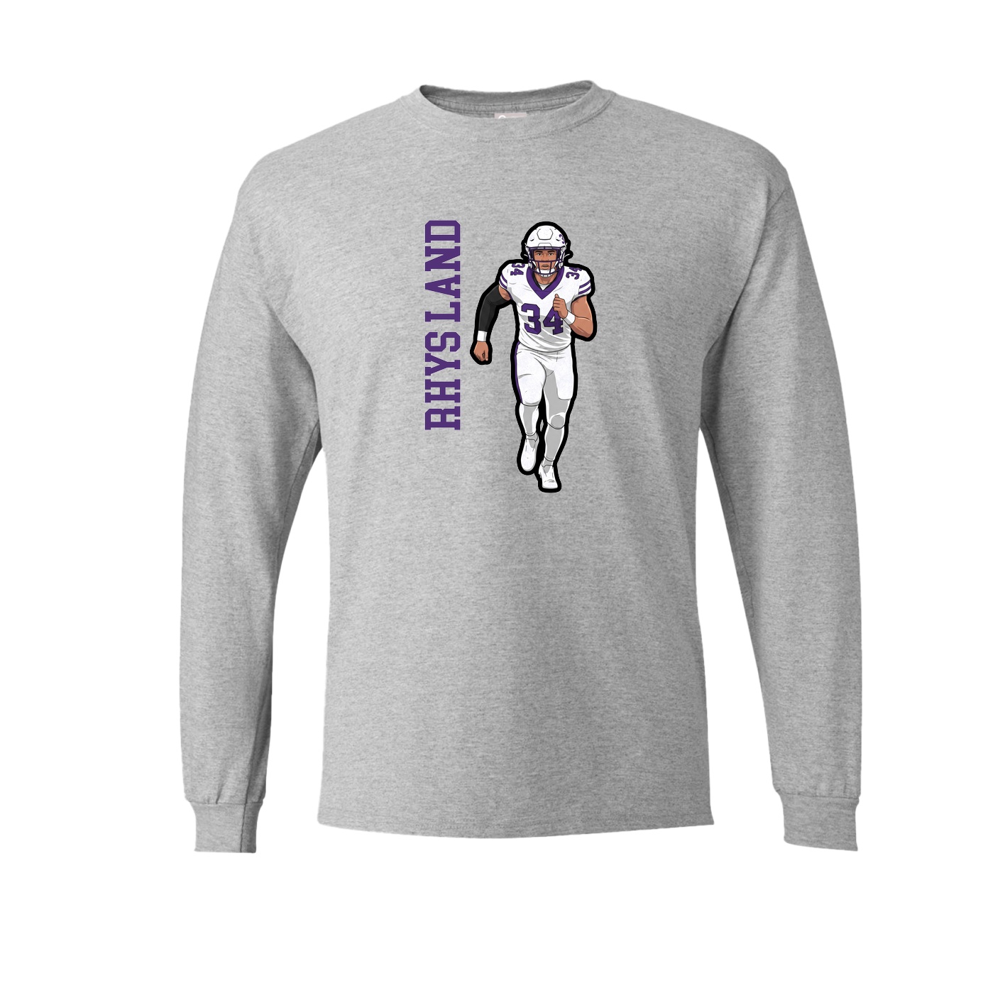 Long Sleeve Tee — Name Vertical in Grey