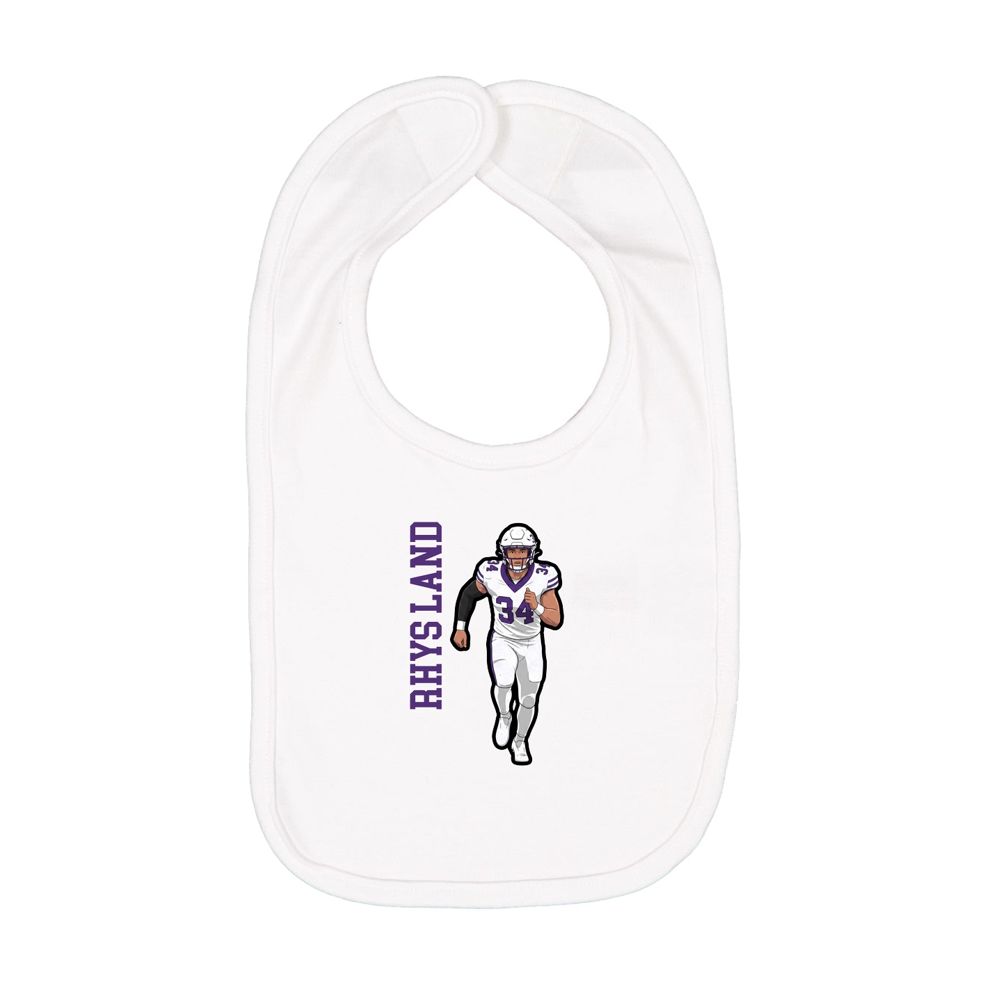 Infant Bib — Name Vertical in White