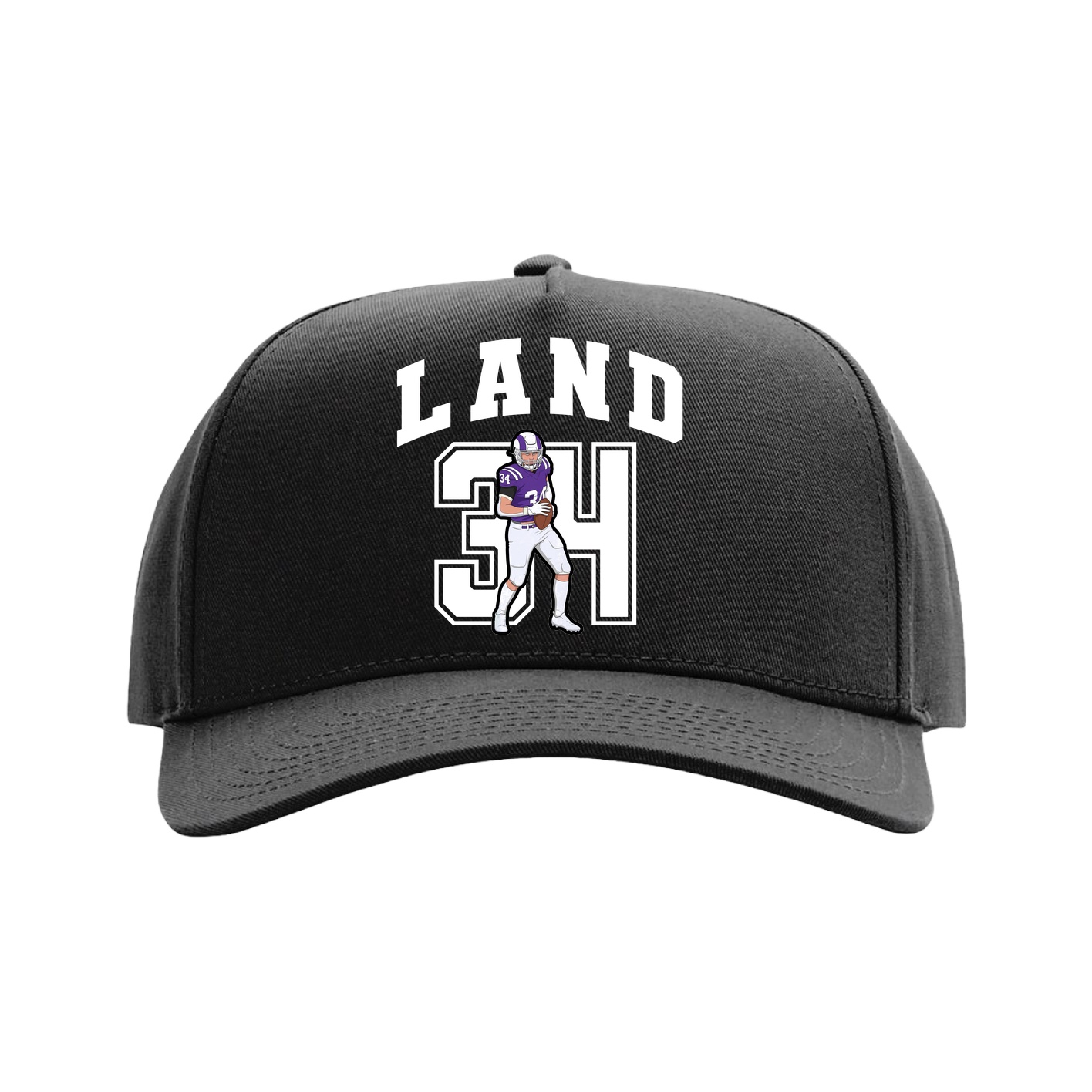 Full Fabric Five-Panel Champ Cap — Number in Black