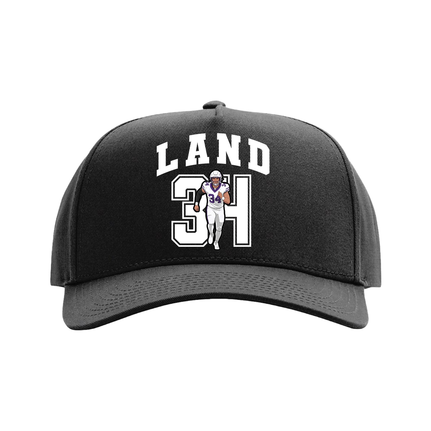 Full Fabric Five-Panel Champ Cap — Number in Black