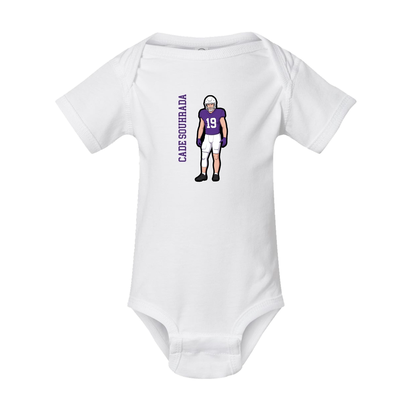 Baby Onesie — Name Vertical in White