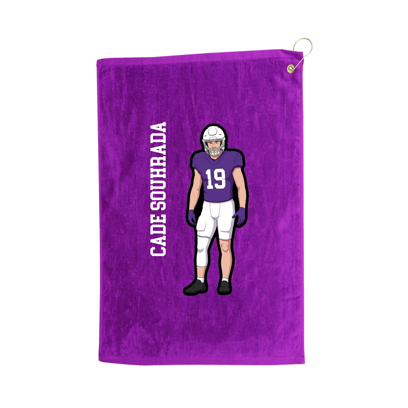 Golf Towel — Name Vertical in Purple