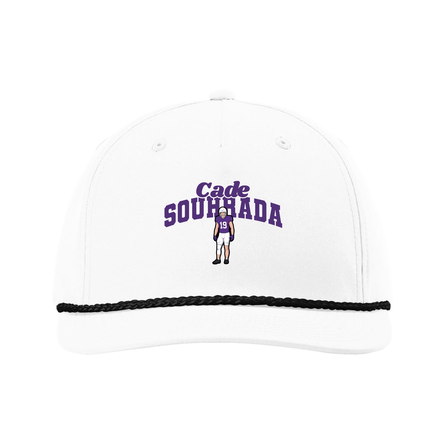 Five-Panel Classic Rope Cap — Signature Arch in White