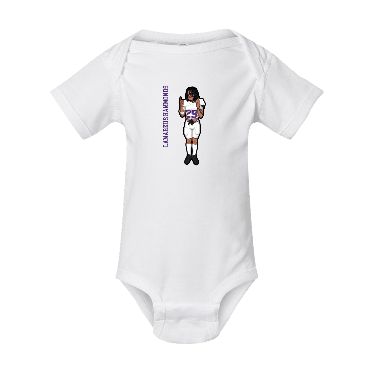 Baby Onesie — Name Vertical in White