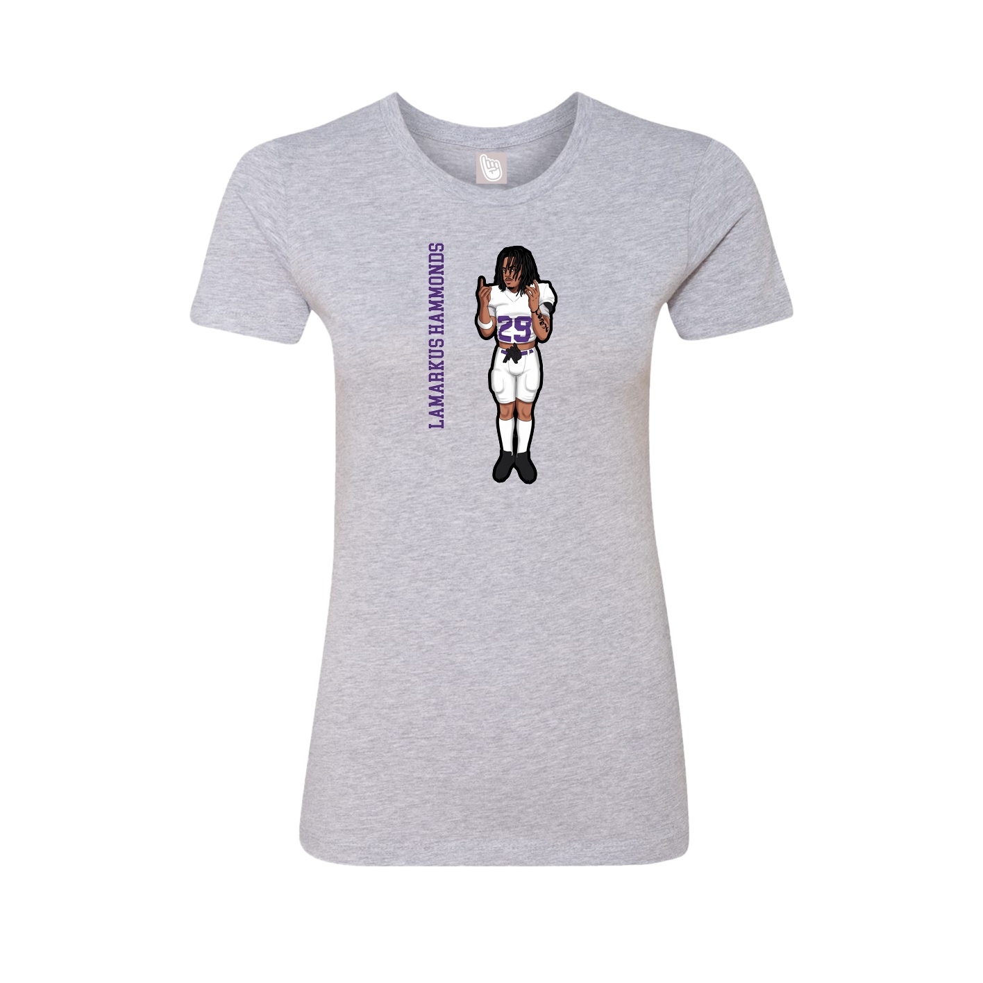 Fitted Women's Tee — Name Vertical in Grey