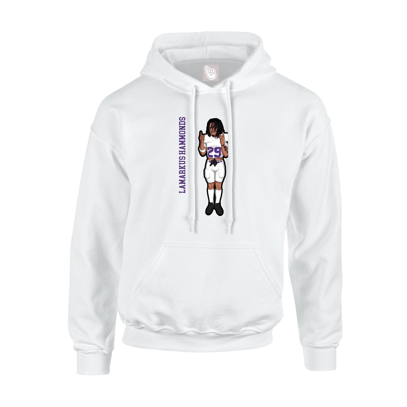 Youth Hoodie — Name Vertical in White