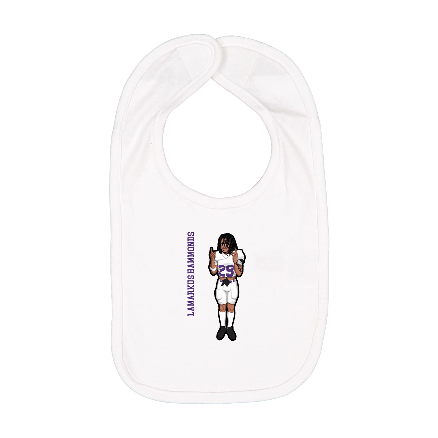 Infant Bib — Name Vertical in White