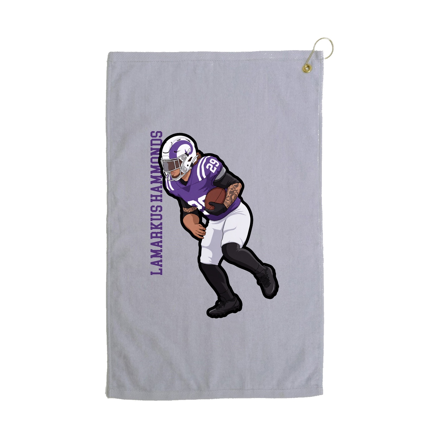 Golf Towel — Name Vertical in Grey
