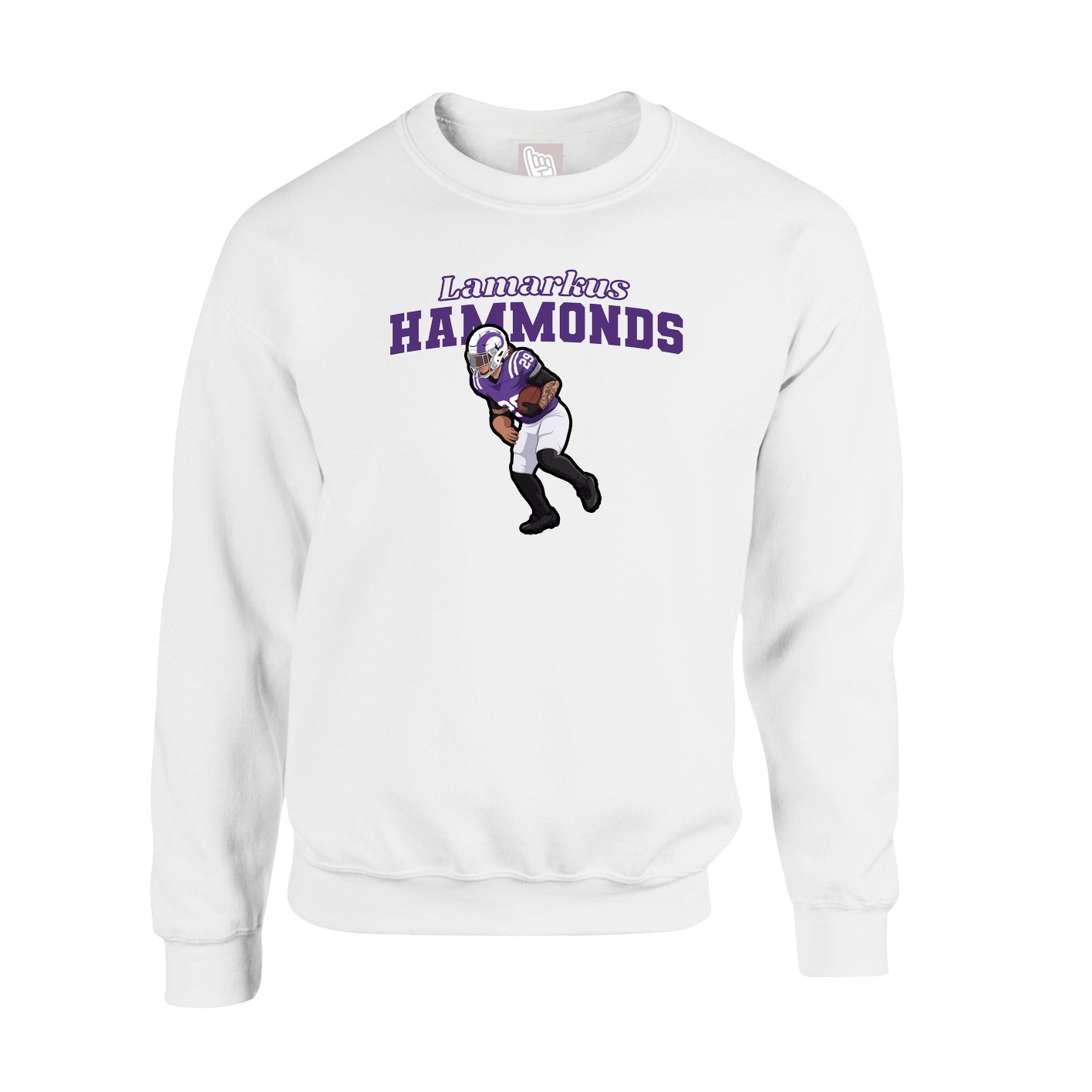 Fleece Crew — Name Arch in White