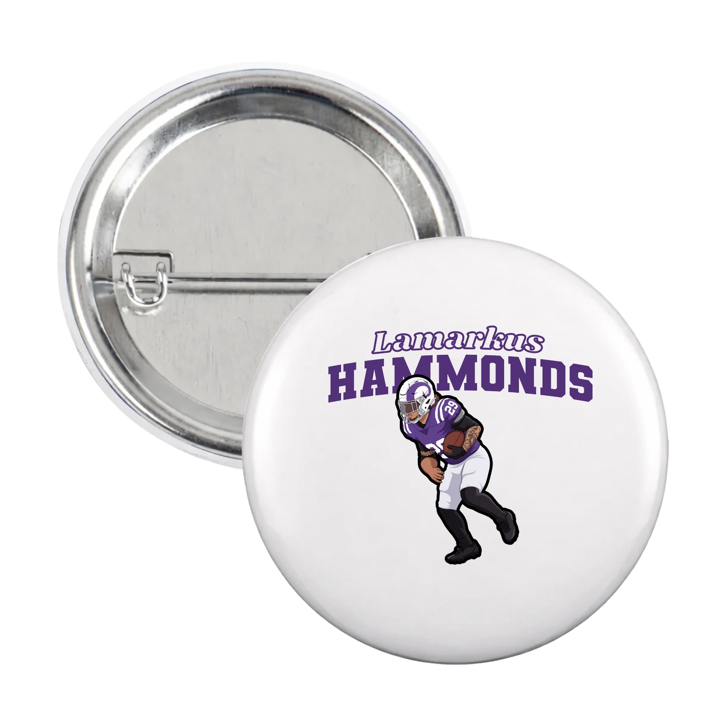 Game Day Button — Name Arch in White