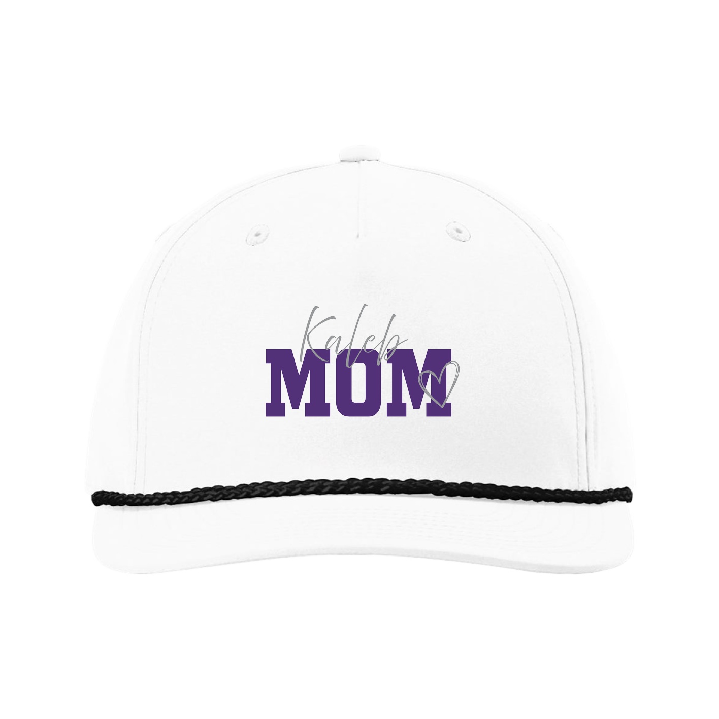 Five-Panel Classic Rope Cap — Mothers Day Script in White