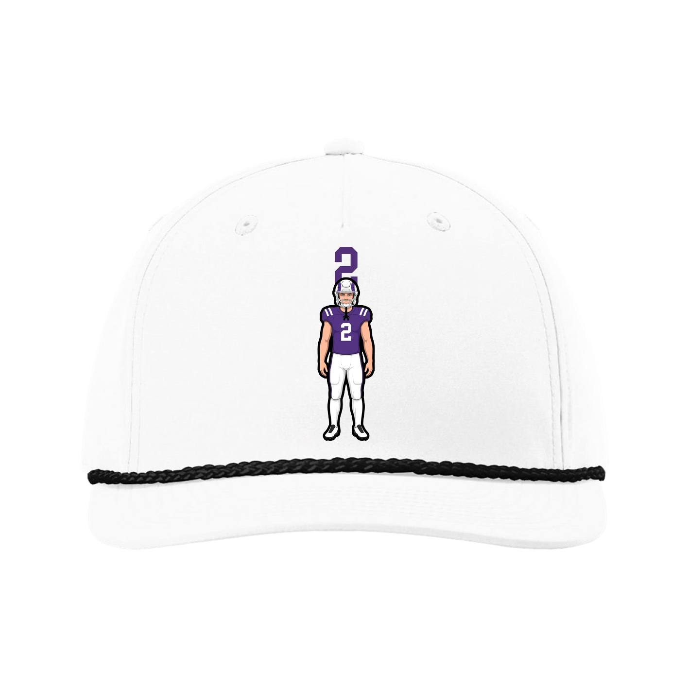 Five-Panel Classic Rope Cap — Number Top in White