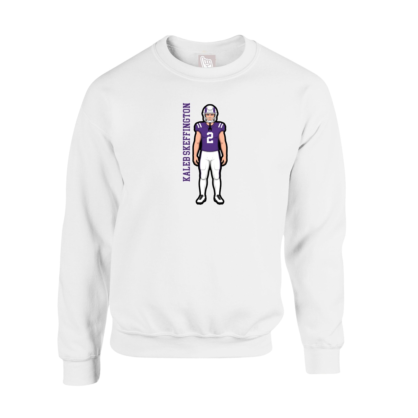 Fleece Crew — Name Vertical in White