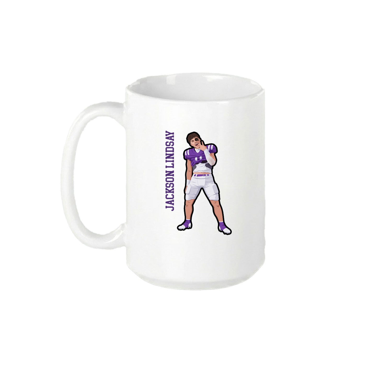 15oz Coffee Mug — Name Vertical in White