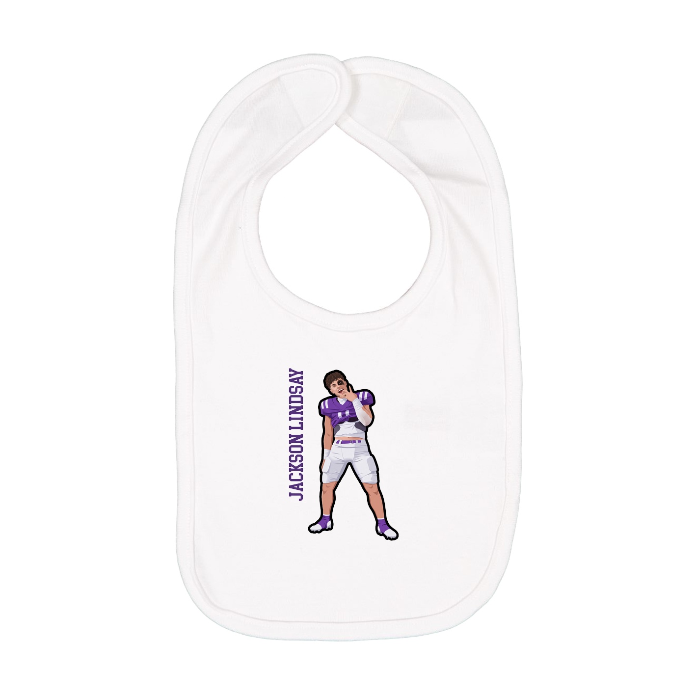 Infant Bib — Name Vertical in White