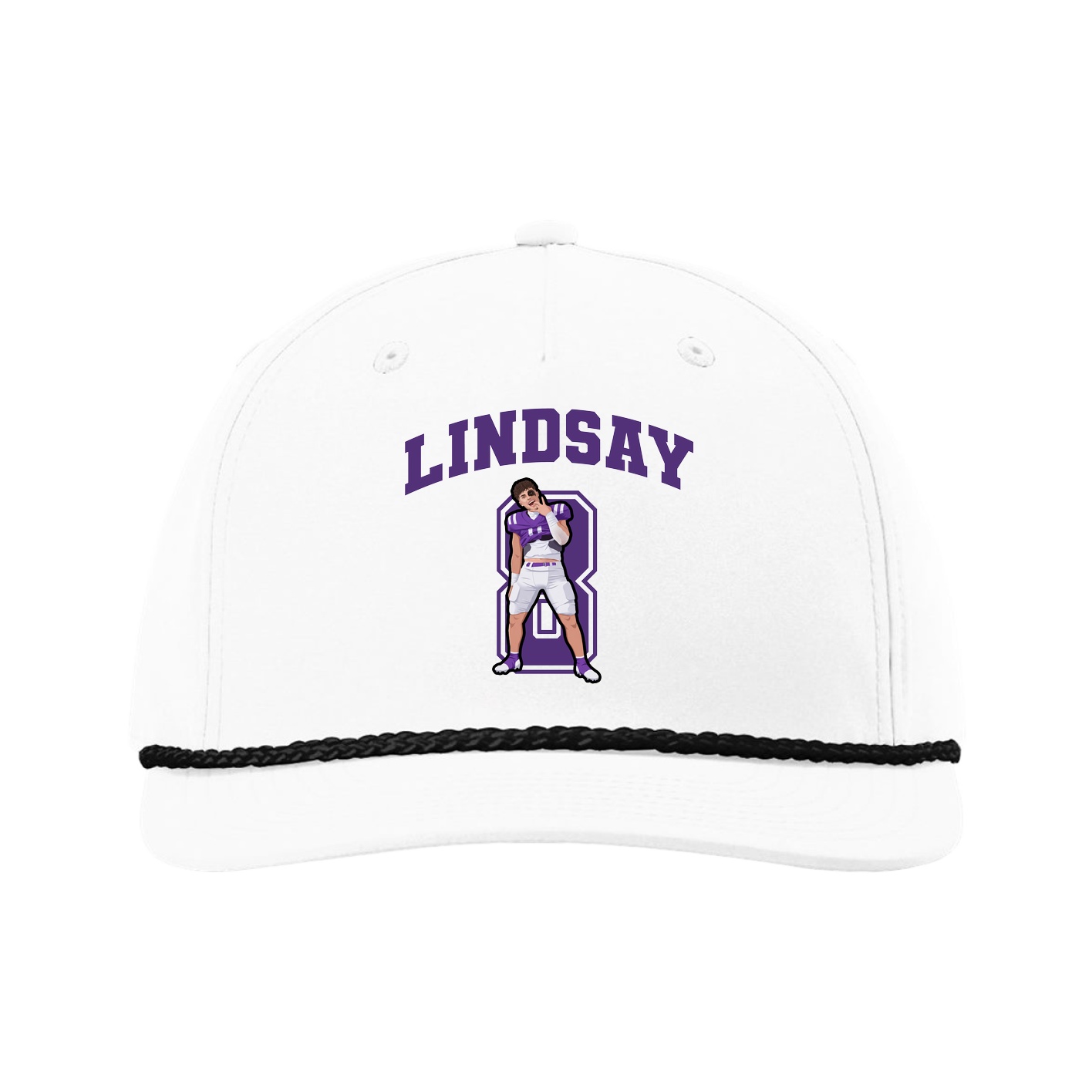 Five-Panel Classic Rope Cap — Number in White