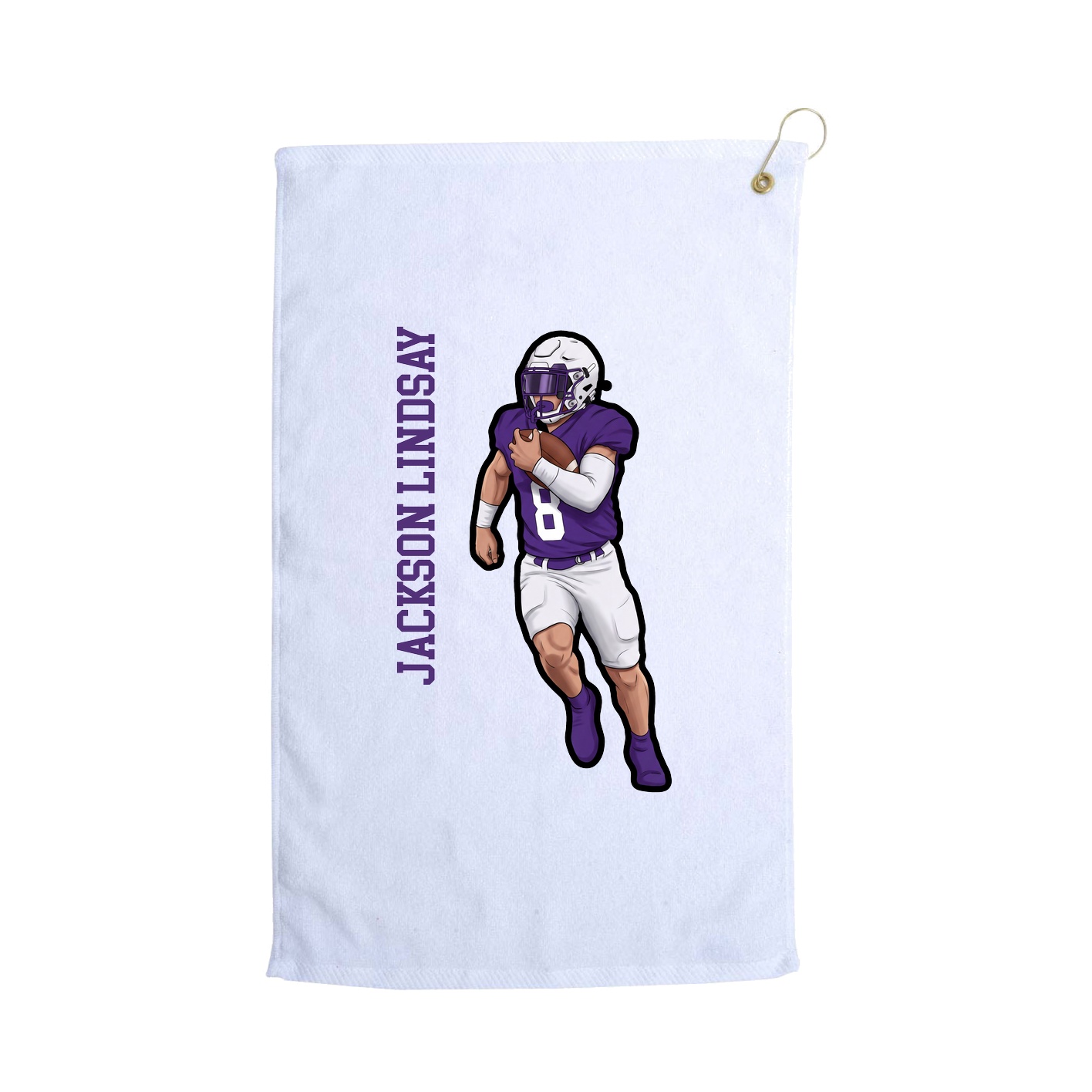 Golf Towel — Name Vertical in White