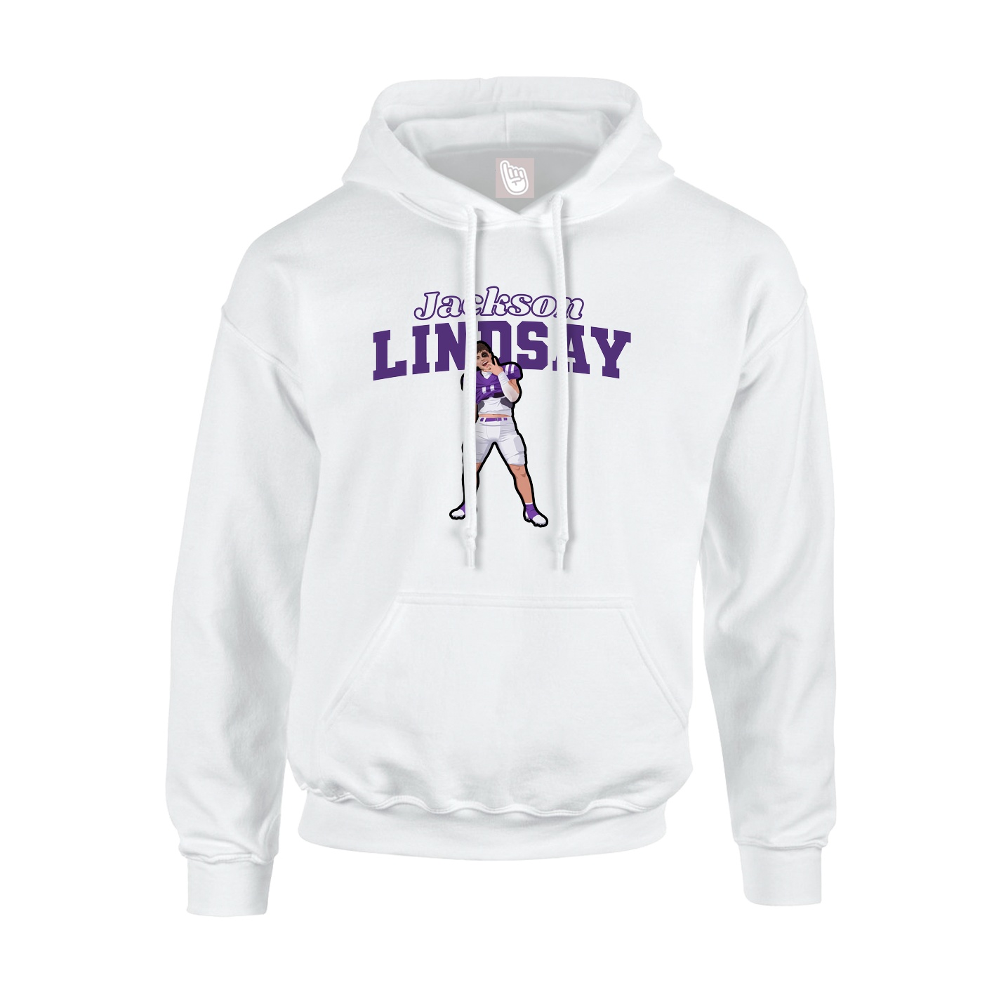Youth Hoodie — Name Arch in White