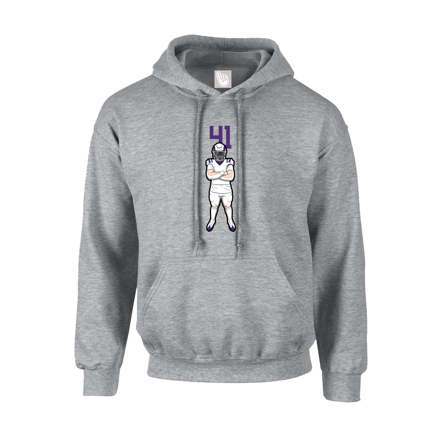 Youth Hoodie — Number Top in Grey
