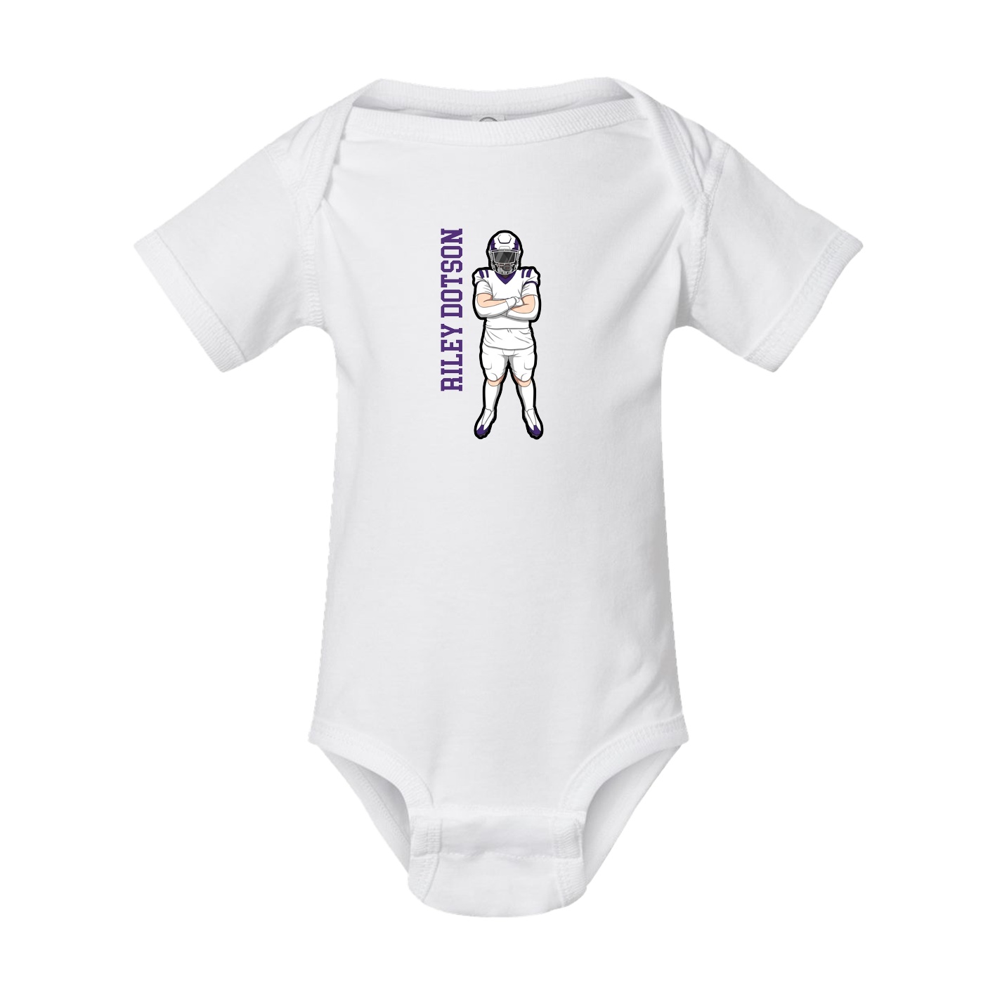 Baby Onesie — Name Vertical in White