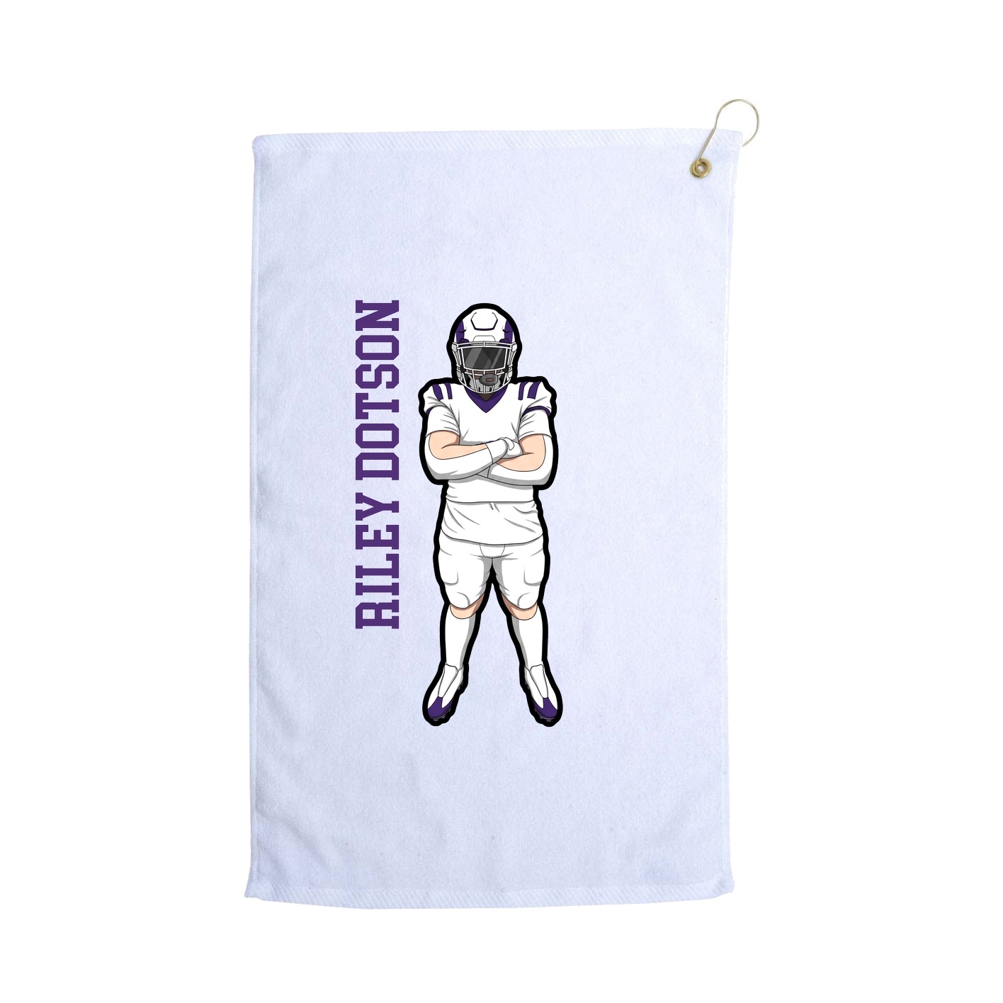 Golf Towel — Name Vertical in White