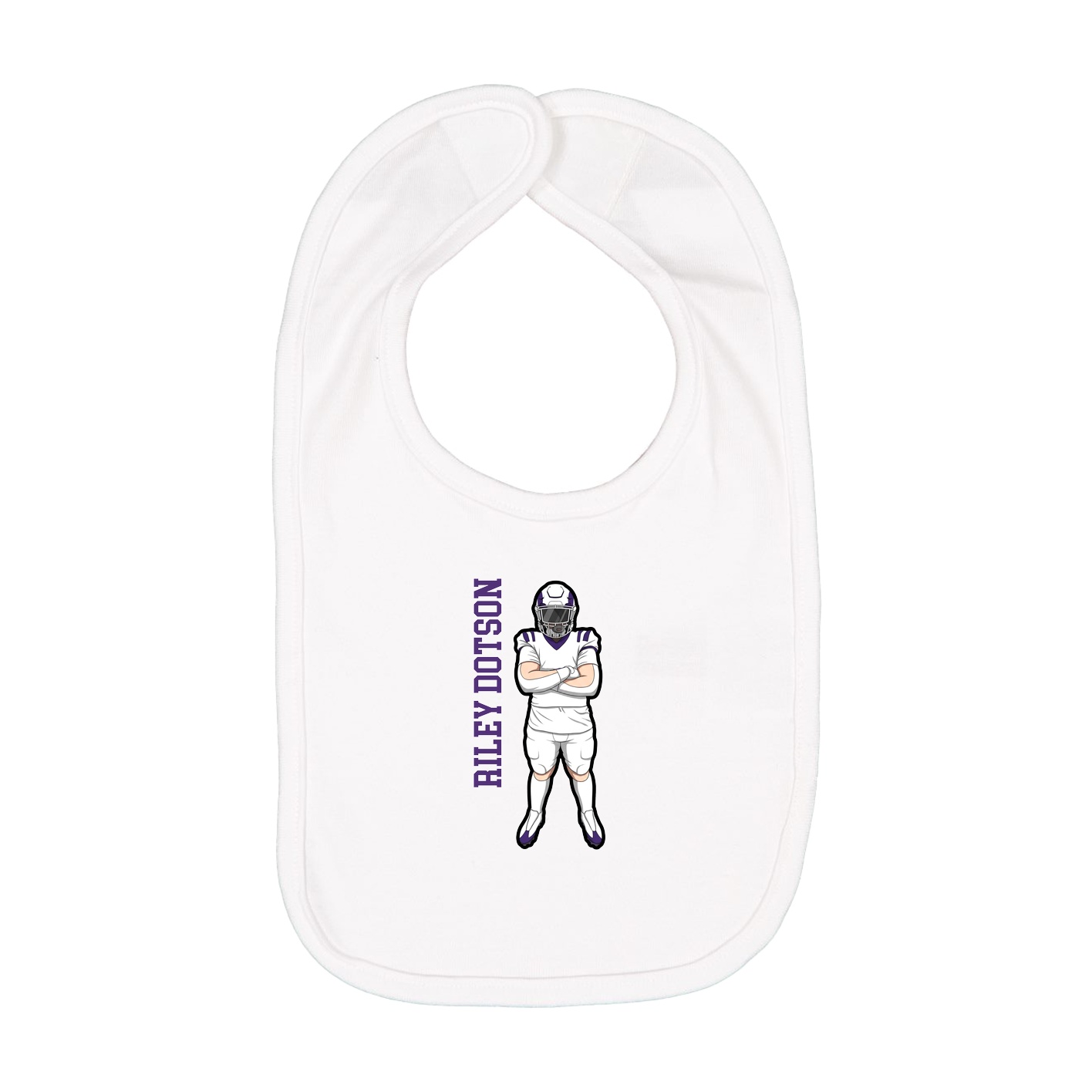 Infant Bib — Name Vertical in White
