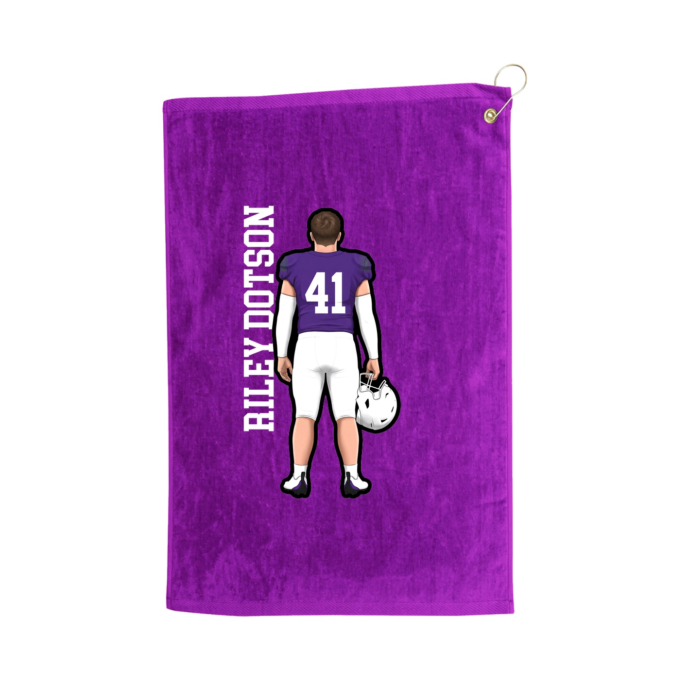 Golf Towel — Name Vertical in Purple