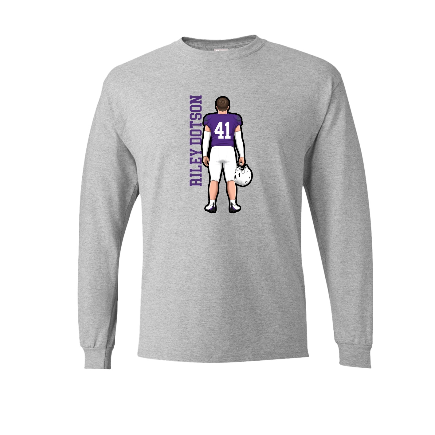 Long Sleeve Tee — Name Vertical in Grey