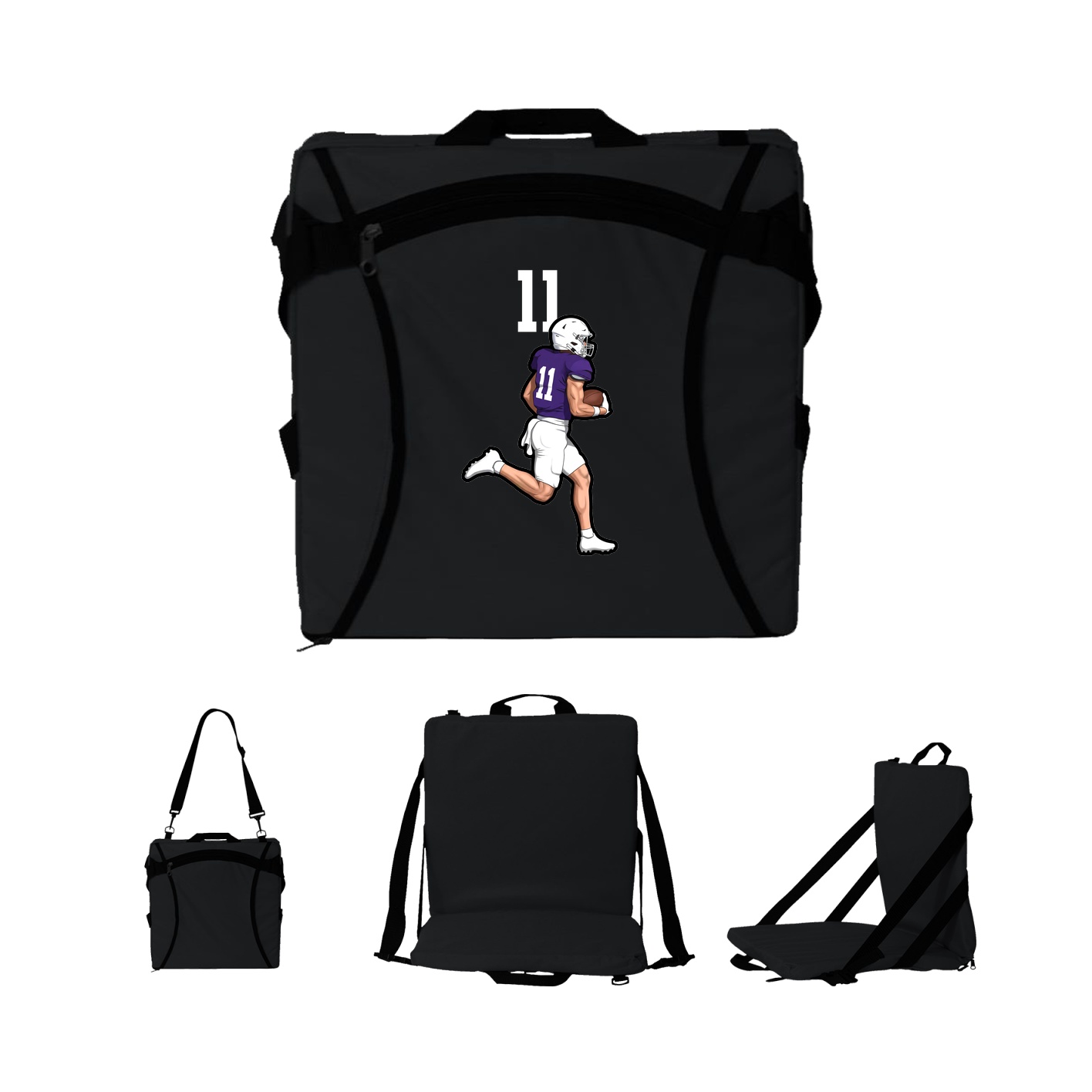 Folding Stadium Seat — Number Top in Black