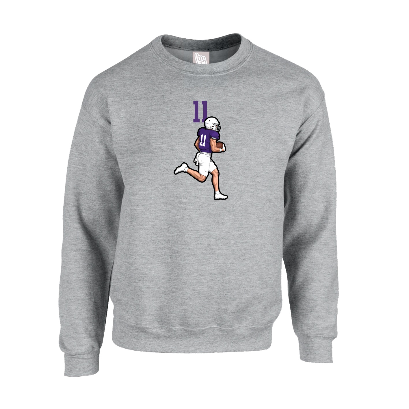 Fleece Crew — Number Top in Grey
