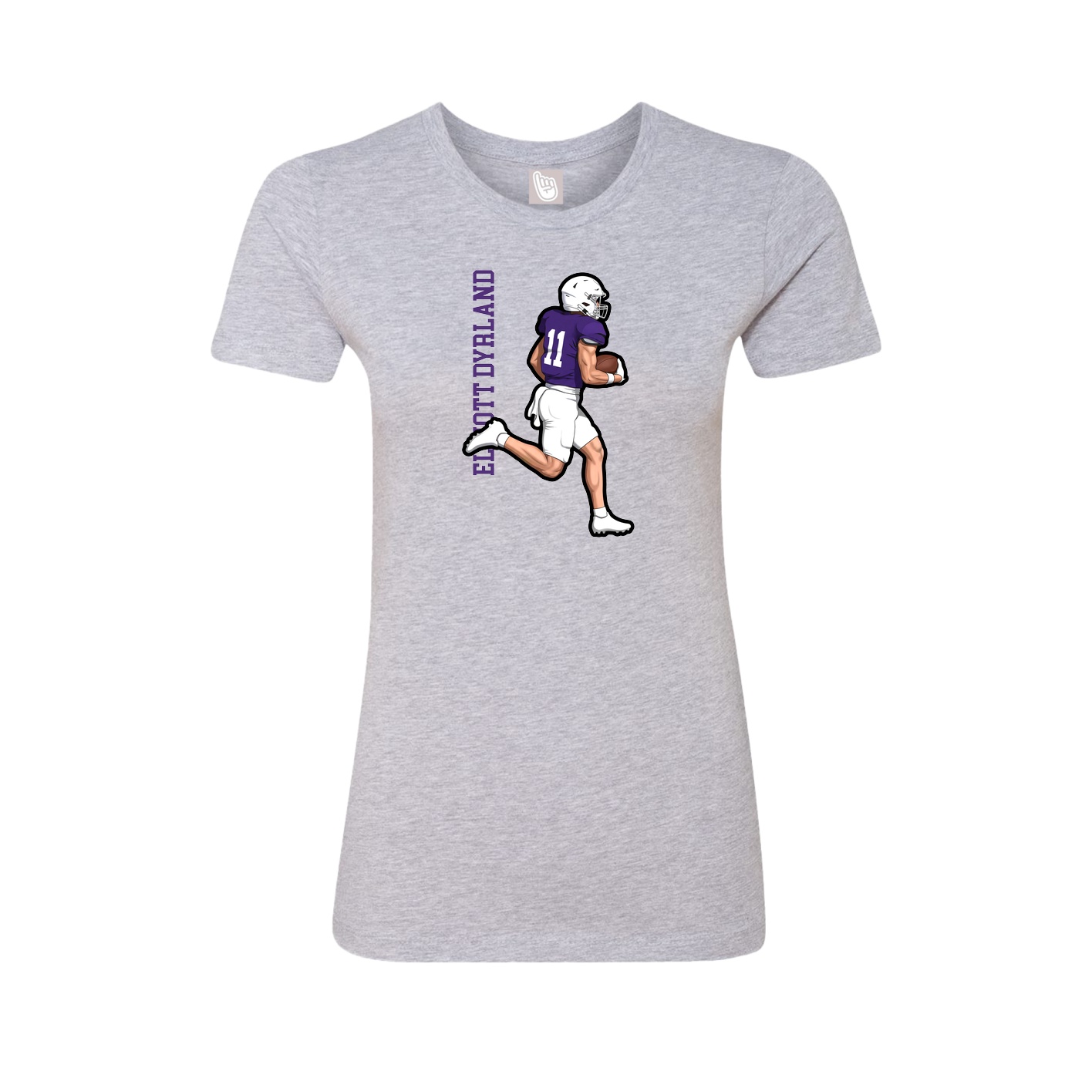 Fitted Women's Tee — Name Vertical in Grey
