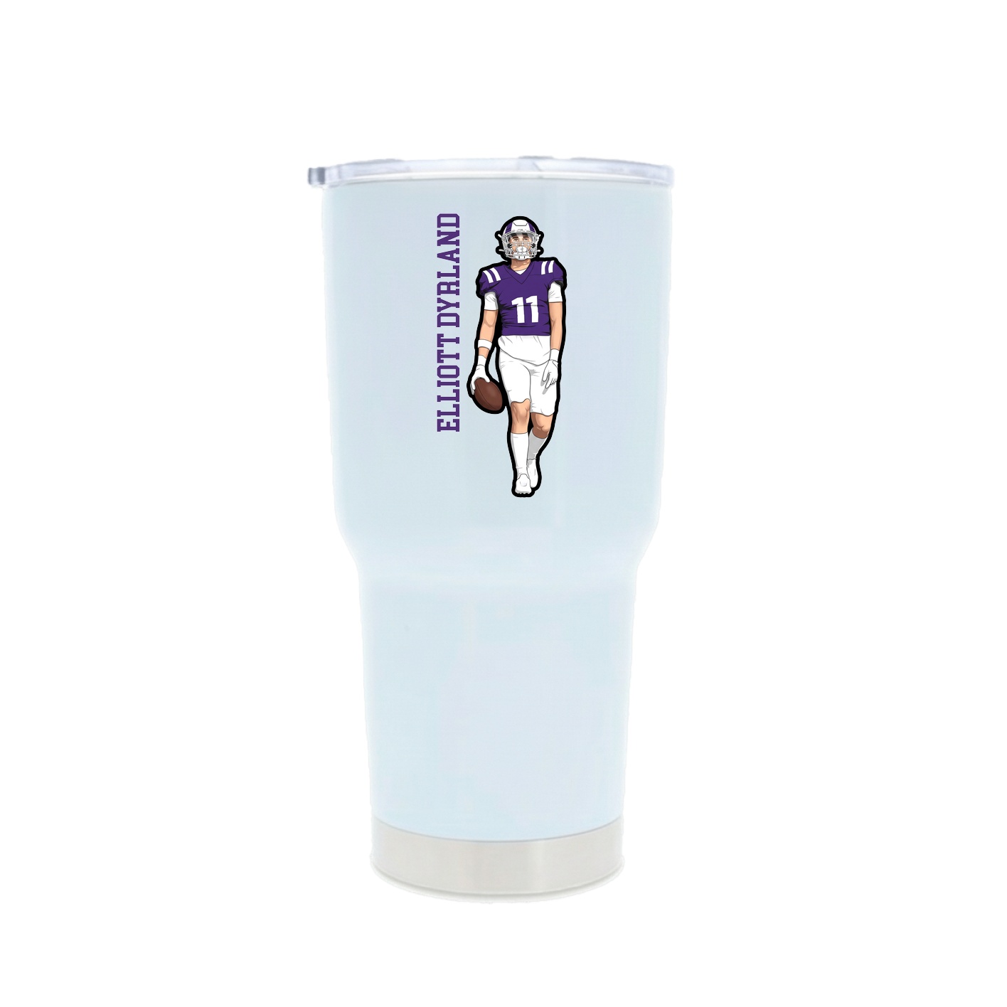 30oz Stainless Steel Tumbler — Name Vertical in White