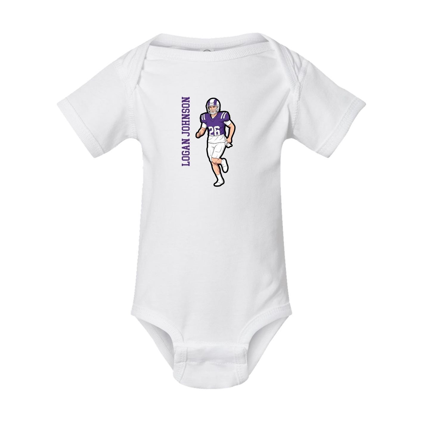 Baby Onesie — Name Vertical in White