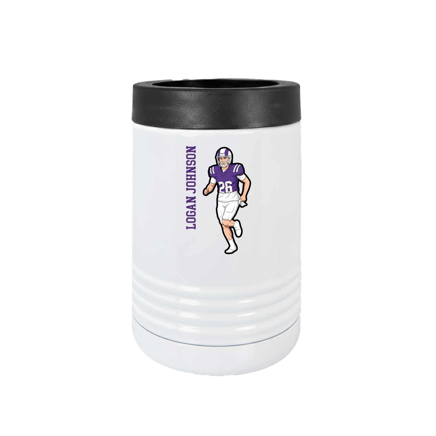 Beverage Holder — Name Vertical in White