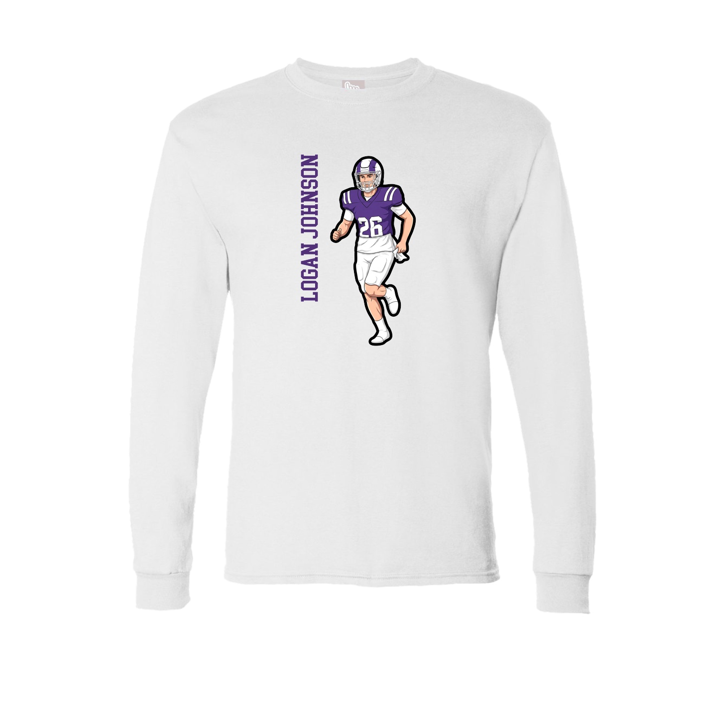 Long Sleeve Tee — Name Vertical in White