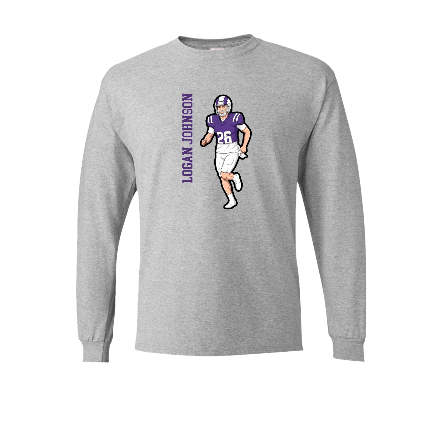 Long Sleeve Tee — Name Vertical in Grey