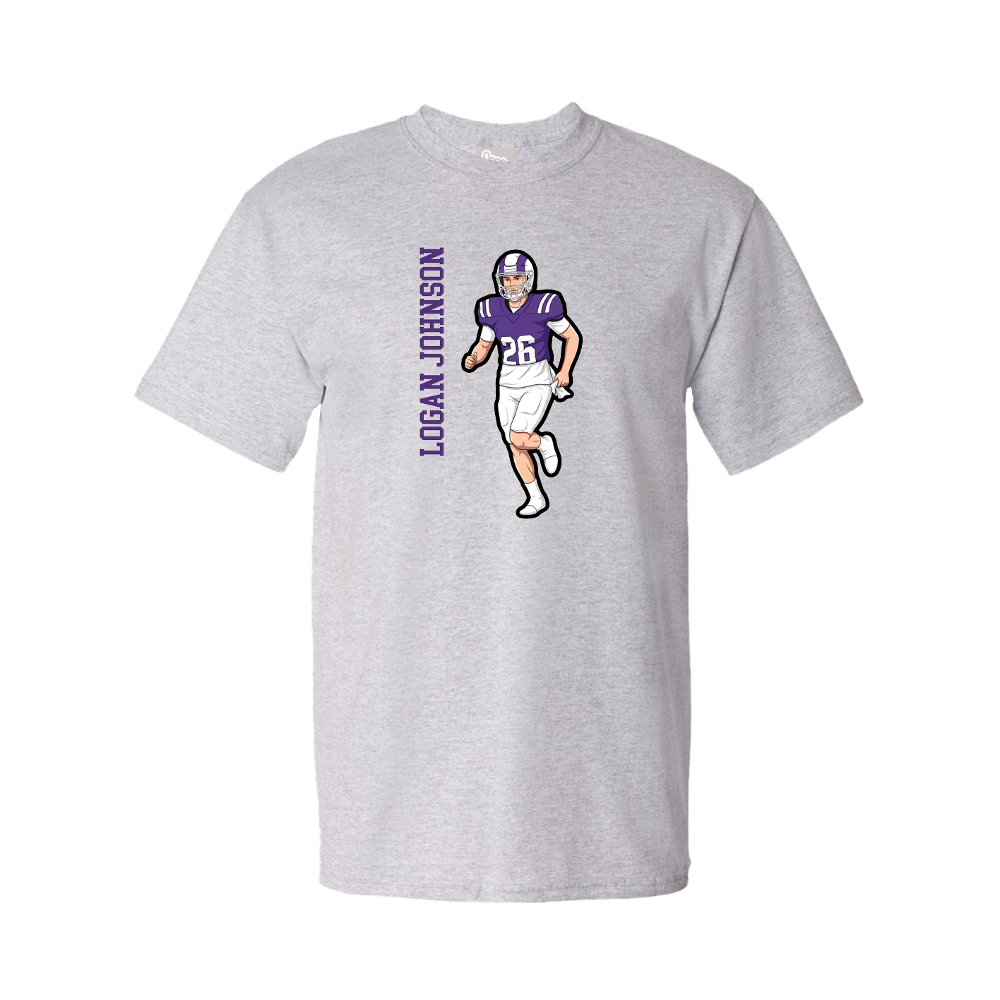 Youth Tee — Name Vertical in Grey