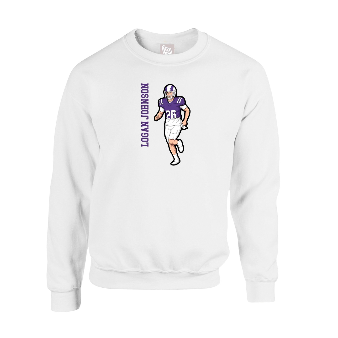 Fleece Crew — Name Vertical in White