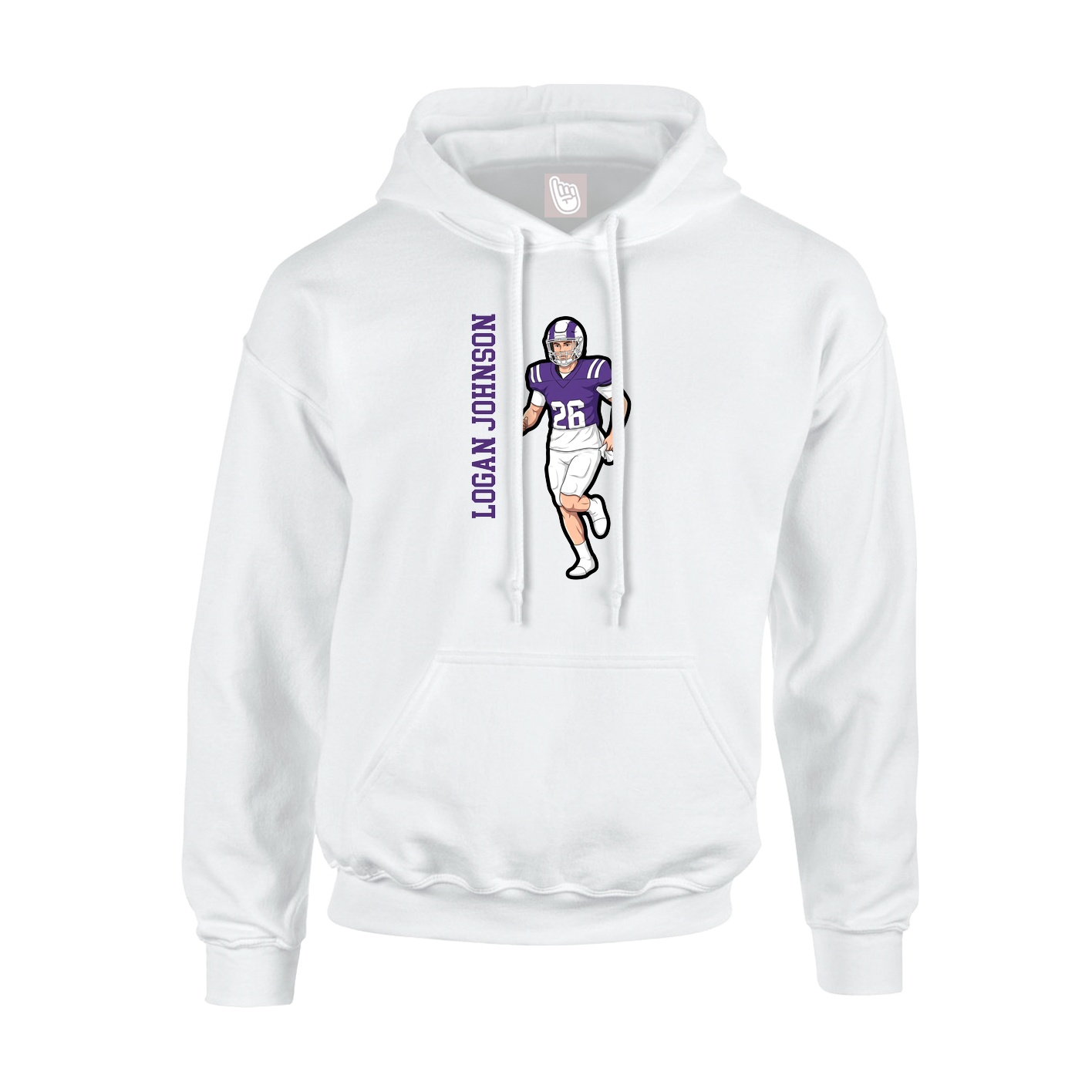 Youth Hoodie — Name Vertical in White