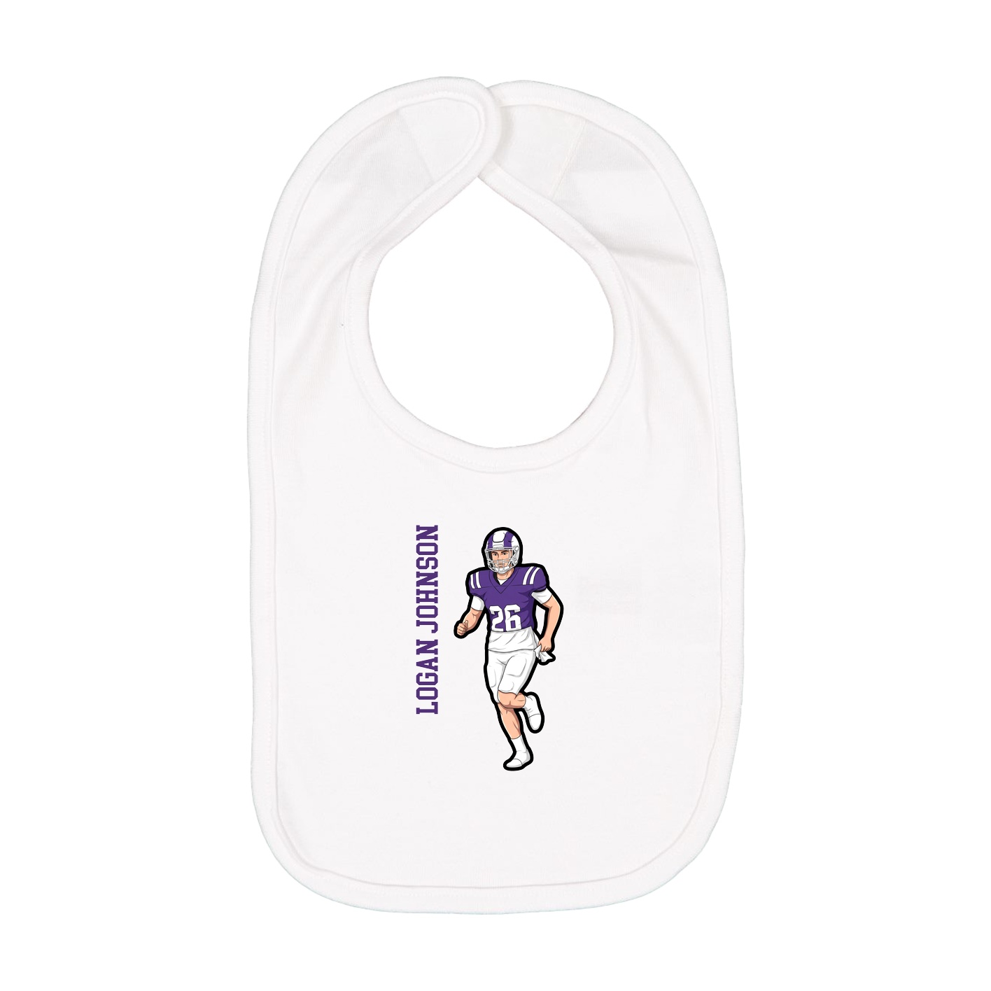 Infant Bib — Name Vertical in White