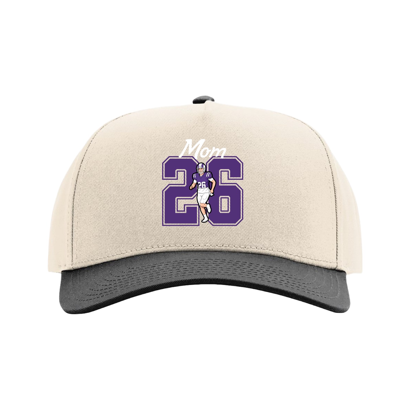 Full Fabric Five-Panel Champ Cap — Mothers Day Shirsey in Cream/Black